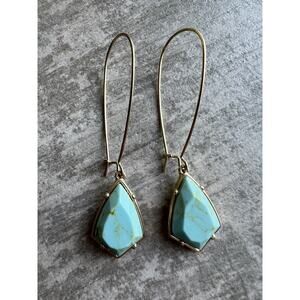 Los Angeles Boutique Turquoise Gold Dangle Drop Boho Statement Fashion Earrings
